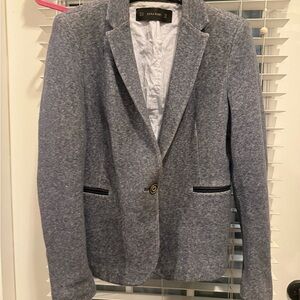 Zara Gray Slim-Fit Blazer with Notched Lapels